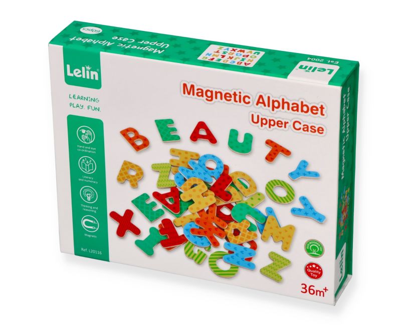 Magnetyczny alfabet - drewniane literki magnetyczne