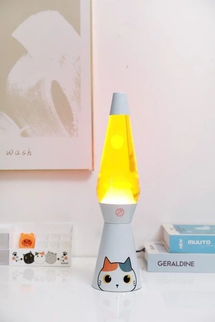 Lampka dekoracyjna lawa biały kot