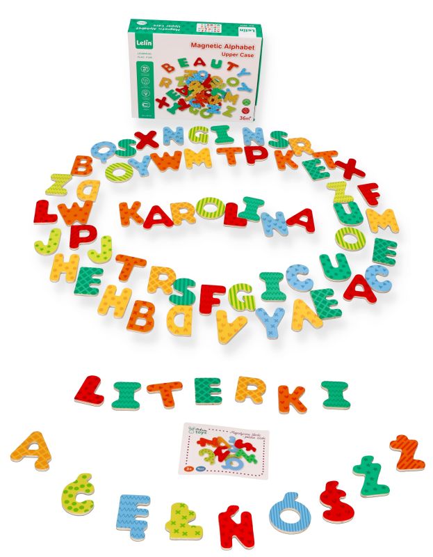 Drewniane literki magnetyczne z polskimi znakami