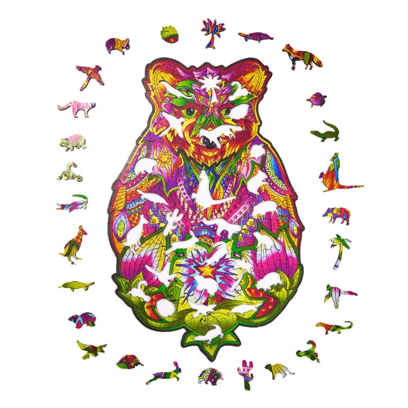 Puzzle drewniane kolorowe Niedźwiedź