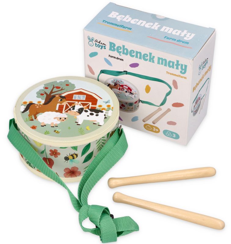 Bębenek dla dziecka z motywem farmy