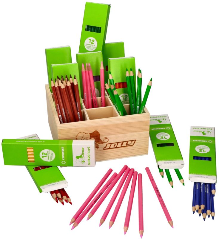 Supersticks Classic, grupowy zestaw kredek w drewnianym pudełku, 144 szt