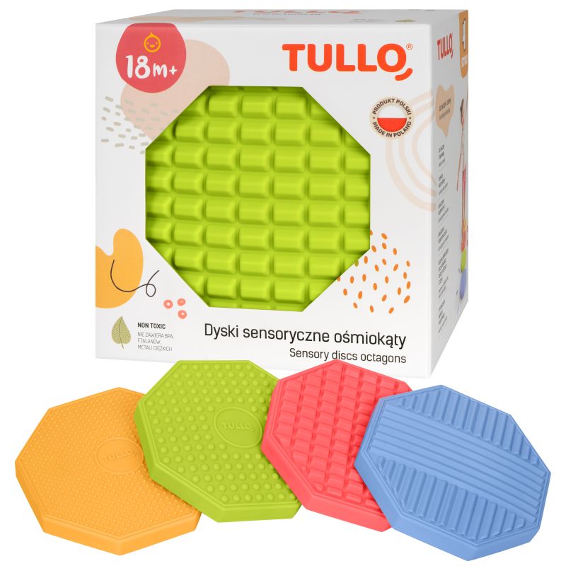Ośmiokąty sensoryczne różne faktury 4szt.