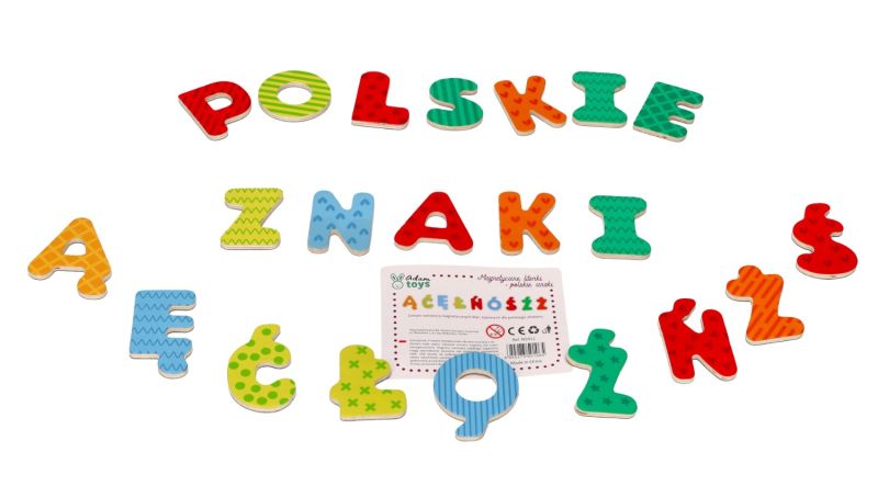 Drewniane literki magnetyczne z polskimi znakami