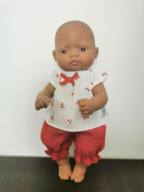 Zestaw muślinowy dla lalek 32 cm wisienki
