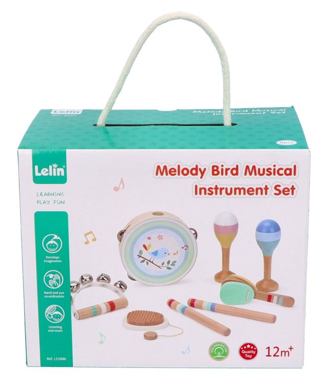 Zestaw instrumentów muzycznych z ptaszkiem