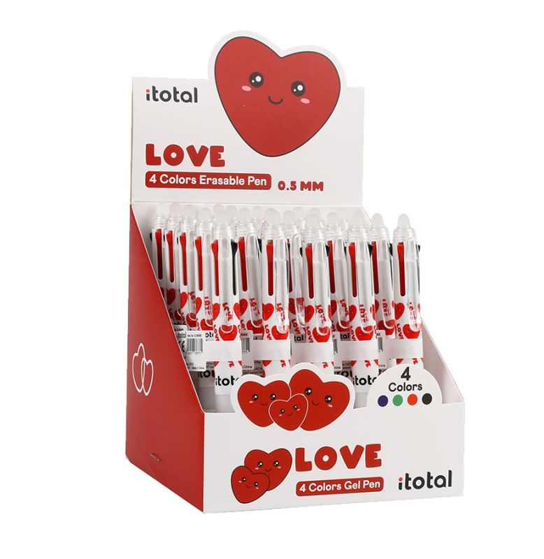Długopis żelowy 4-kolorowy zmazywalny love 0.5mm