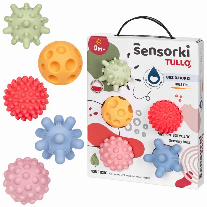 PASTELOWE Piłki Sensorki - 5 piłeczek bez dziurek