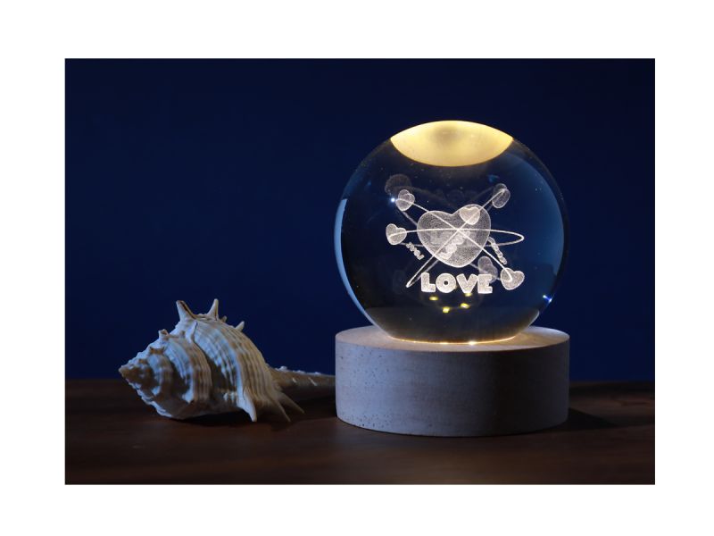 Lampka kryształowa kula Love 6 cm